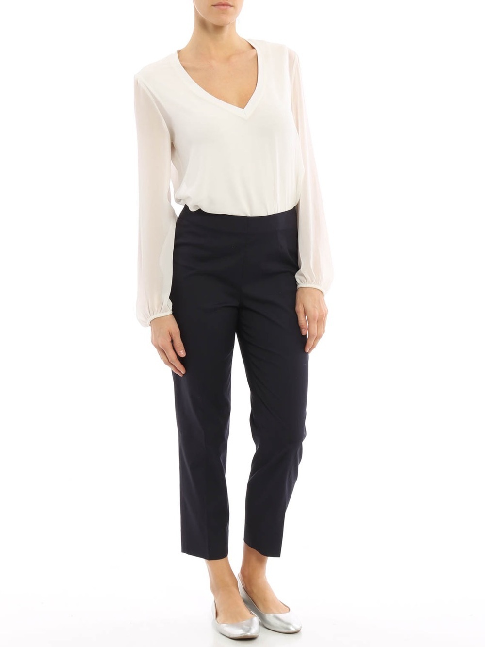 Piazza Sempione Audrey Signature Slim Leg Cropped Trouser in Blue Dot sz 44 US 8